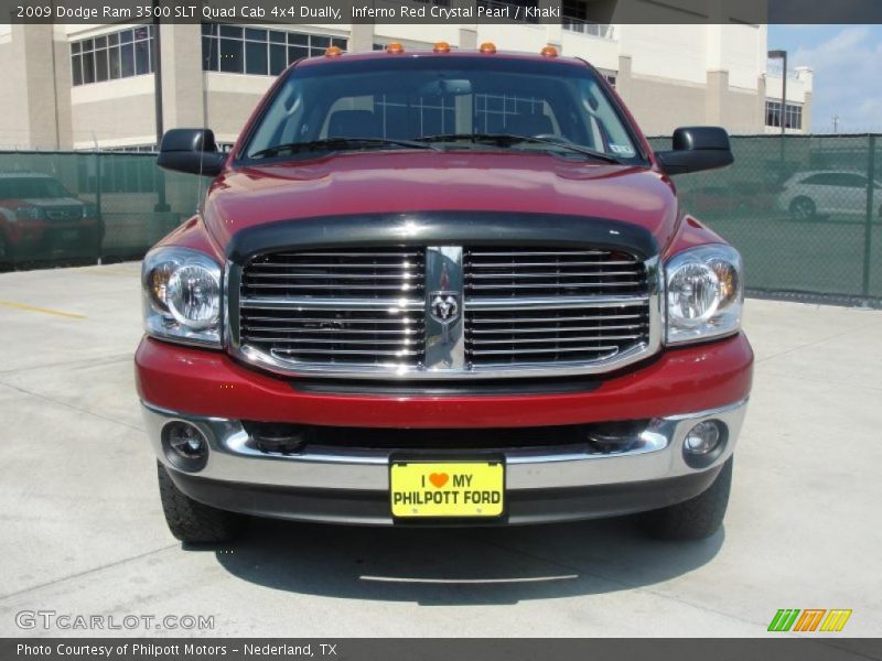 Inferno Red Crystal Pearl / Khaki 2009 Dodge Ram 3500 SLT Quad Cab 4x4 Dually