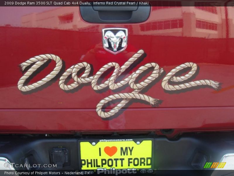 Inferno Red Crystal Pearl / Khaki 2009 Dodge Ram 3500 SLT Quad Cab 4x4 Dually