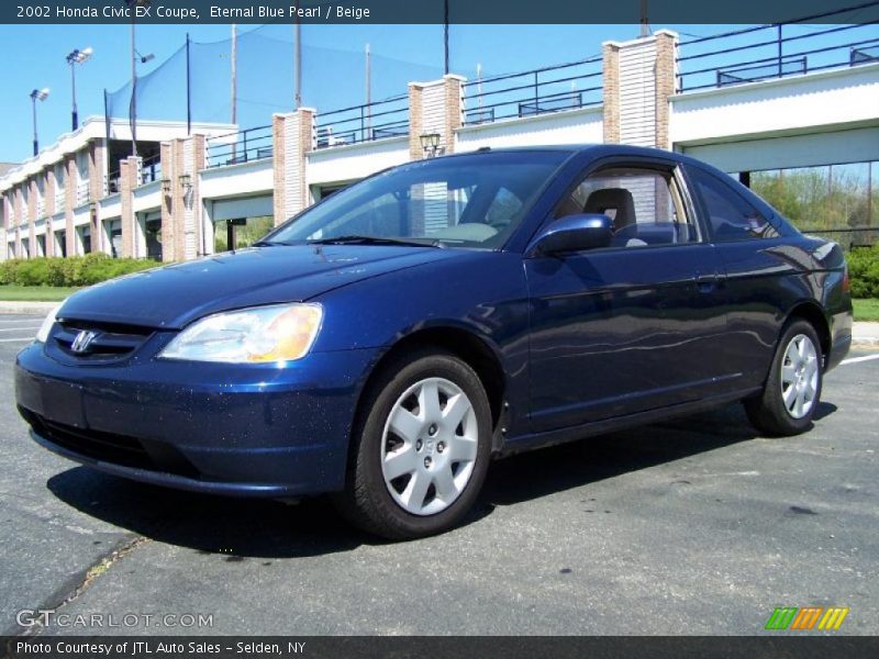 Eternal Blue Pearl / Beige 2002 Honda Civic EX Coupe