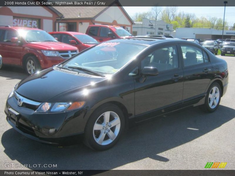 Nighthawk Black Pearl / Gray 2008 Honda Civic EX Sedan