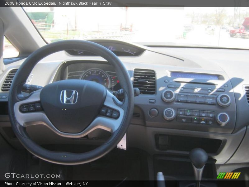 Nighthawk Black Pearl / Gray 2008 Honda Civic EX Sedan