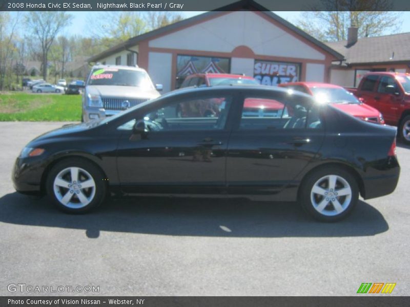 Nighthawk Black Pearl / Gray 2008 Honda Civic EX Sedan