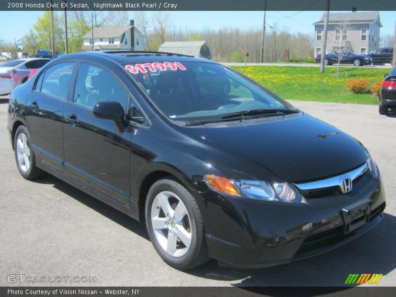 Nighthawk Black Pearl / Gray 2008 Honda Civic EX Sedan