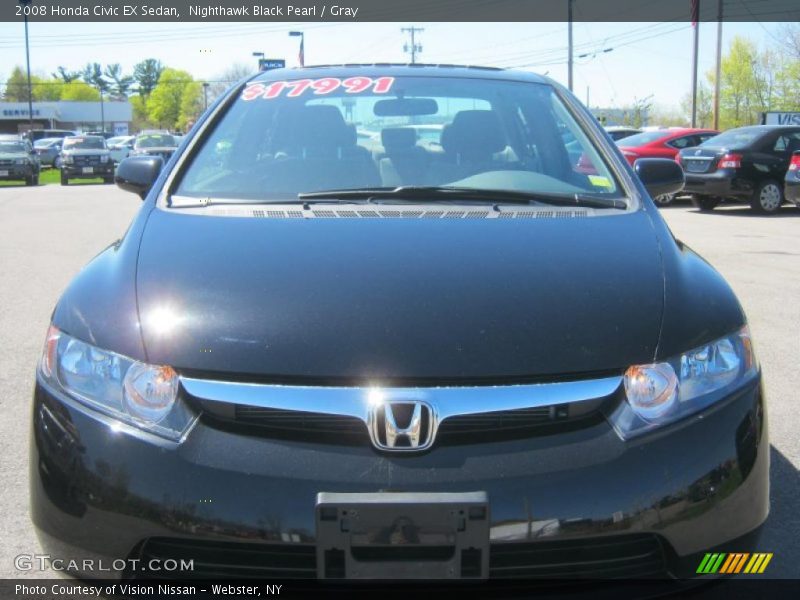 Nighthawk Black Pearl / Gray 2008 Honda Civic EX Sedan