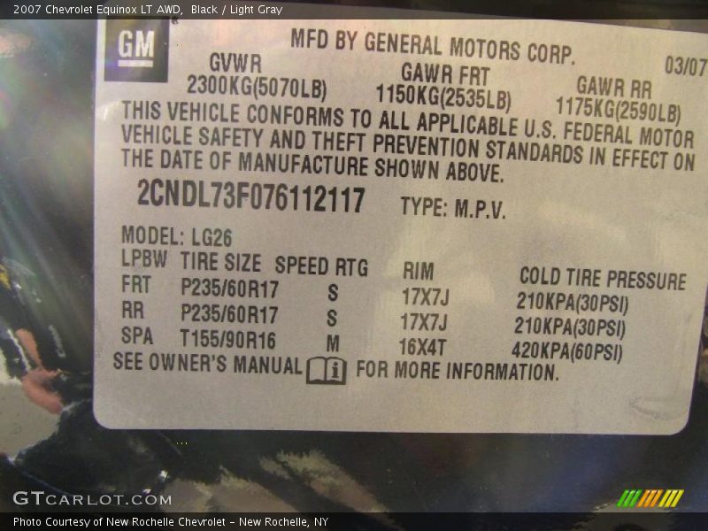 Black / Light Gray 2007 Chevrolet Equinox LT AWD