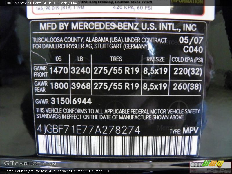 Black / Black 2007 Mercedes-Benz GL 450