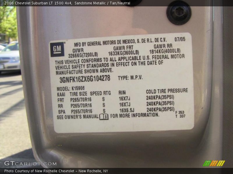 Sandstone Metallic / Tan/Neutral 2006 Chevrolet Suburban LT 1500 4x4