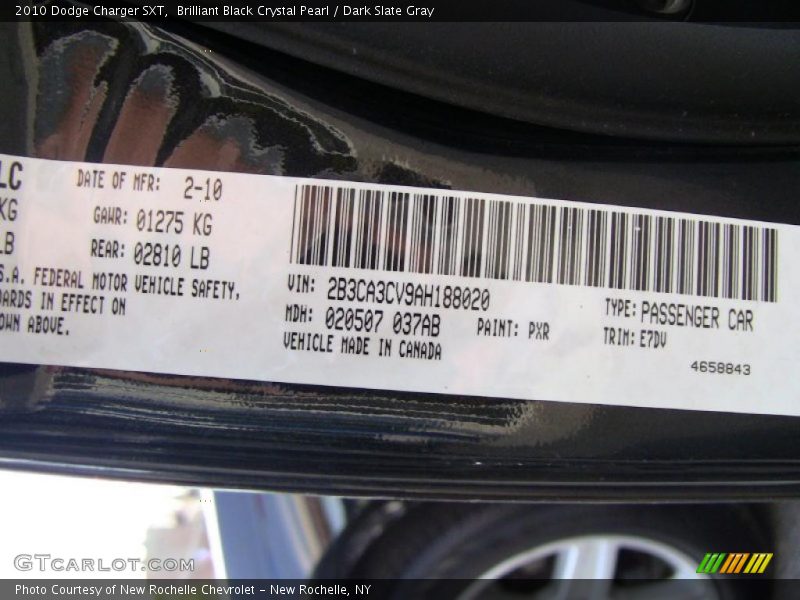 Brilliant Black Crystal Pearl / Dark Slate Gray 2010 Dodge Charger SXT