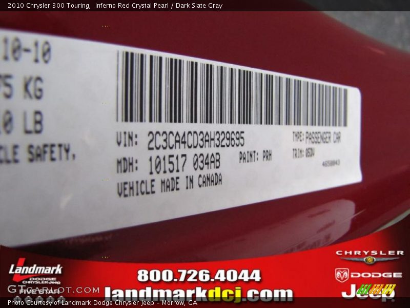 Inferno Red Crystal Pearl / Dark Slate Gray 2010 Chrysler 300 Touring