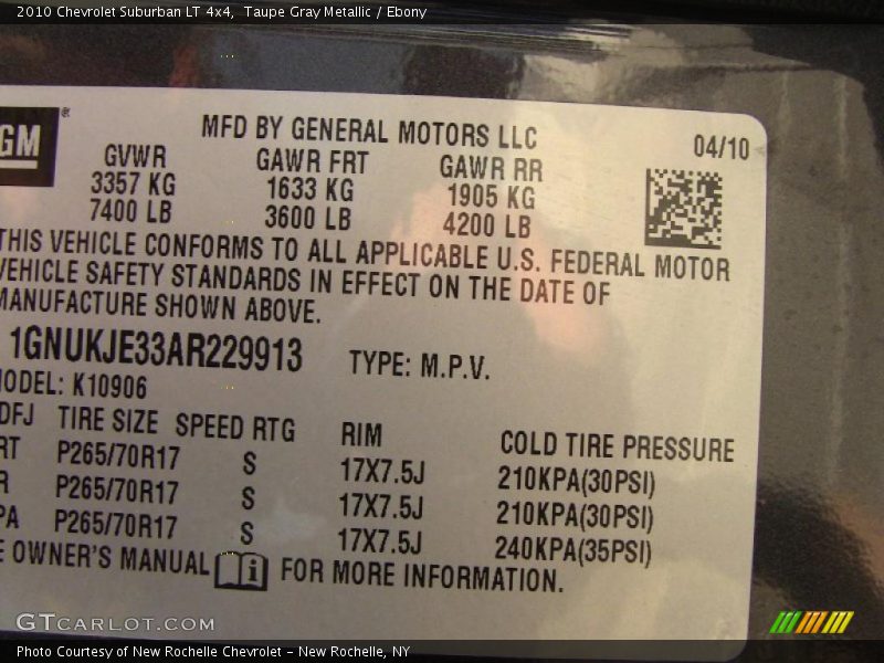 Taupe Gray Metallic / Ebony 2010 Chevrolet Suburban LT 4x4