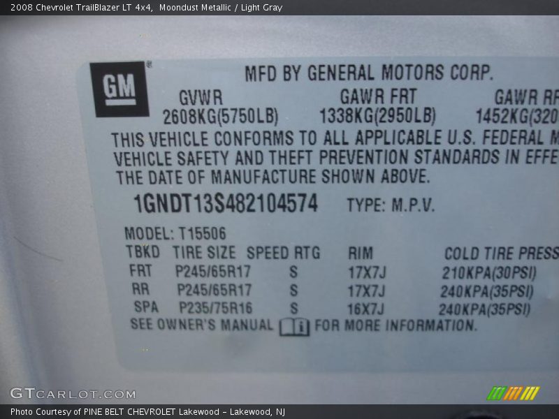 Moondust Metallic / Light Gray 2008 Chevrolet TrailBlazer LT 4x4