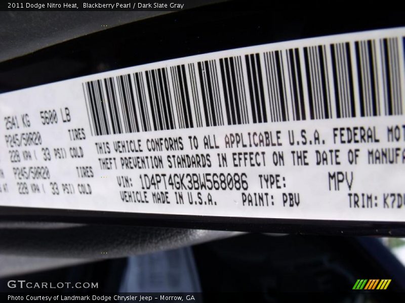 Blackberry Pearl / Dark Slate Gray 2011 Dodge Nitro Heat