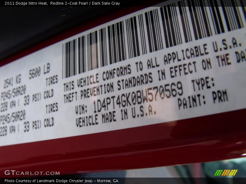 Redline 2-Coat Pearl / Dark Slate Gray 2011 Dodge Nitro Heat