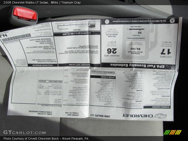 White / Titanium Gray 2008 Chevrolet Malibu LT Sedan