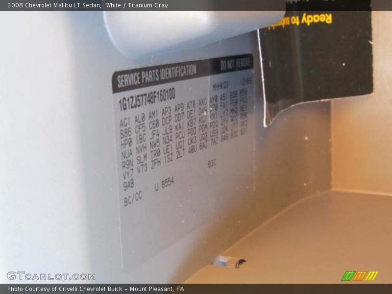 White / Titanium Gray 2008 Chevrolet Malibu LT Sedan