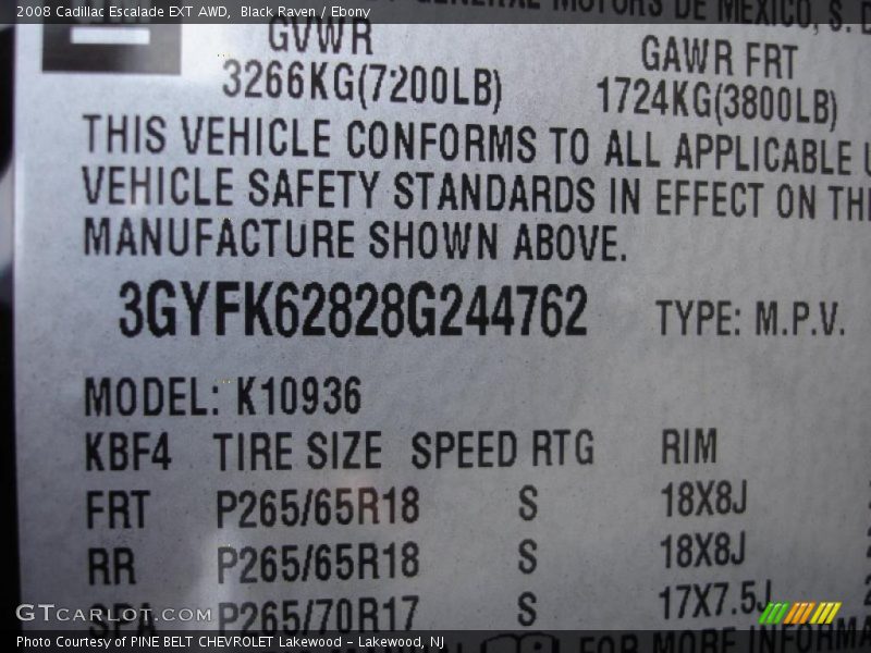 Black Raven / Ebony 2008 Cadillac Escalade EXT AWD