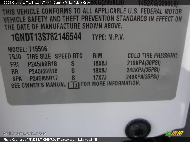 Summit White / Light Gray 2008 Chevrolet TrailBlazer LT 4x4