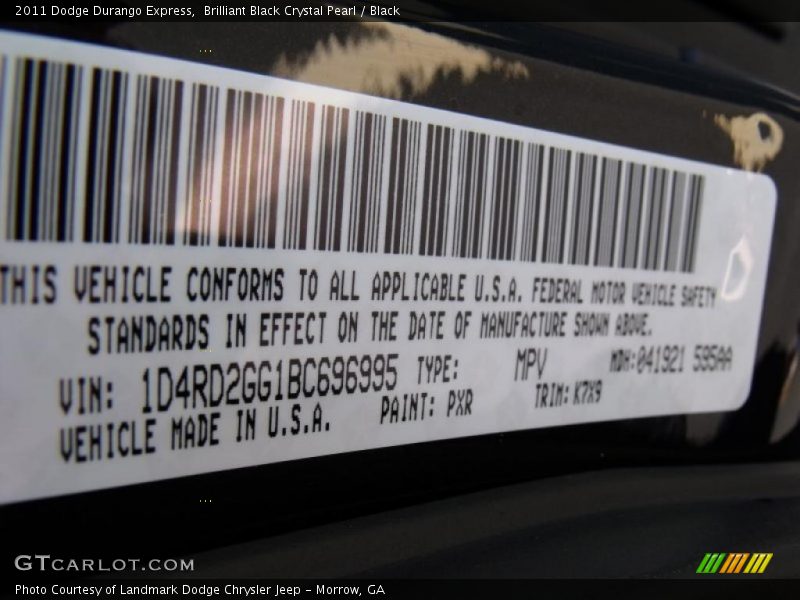 Brilliant Black Crystal Pearl / Black 2011 Dodge Durango Express