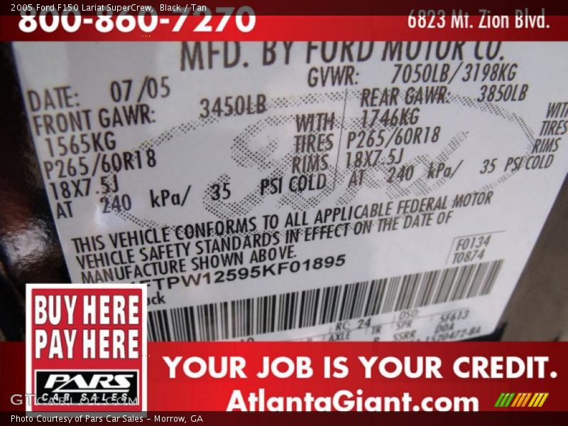 Black / Tan 2005 Ford F150 Lariat SuperCrew