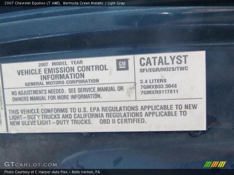 Bermuda Green Metallic / Light Gray 2007 Chevrolet Equinox LT AWD