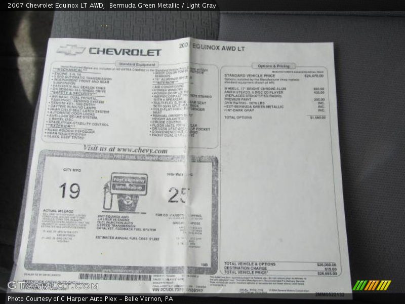 Bermuda Green Metallic / Light Gray 2007 Chevrolet Equinox LT AWD