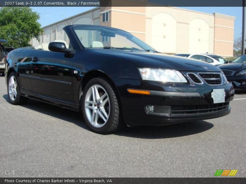 Black / Parchment 2007 Saab 9-3 2.0T Convertible