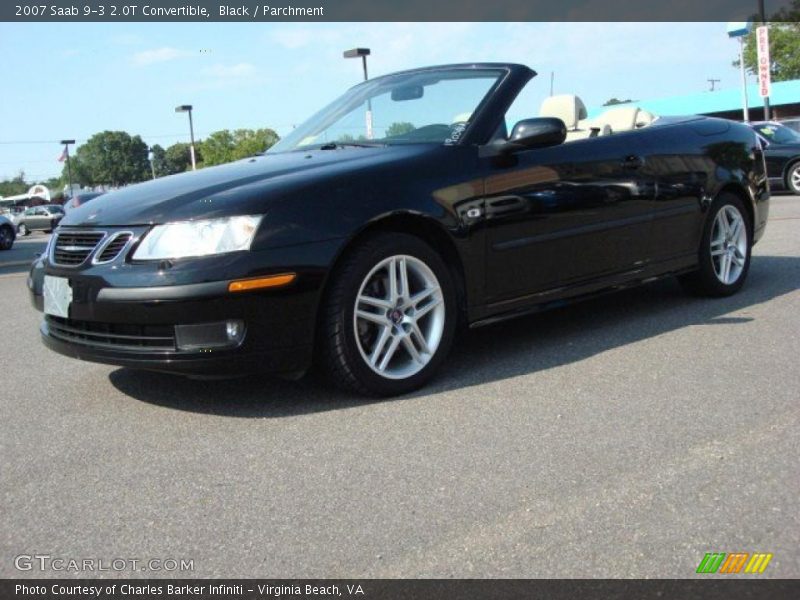 Black / Parchment 2007 Saab 9-3 2.0T Convertible