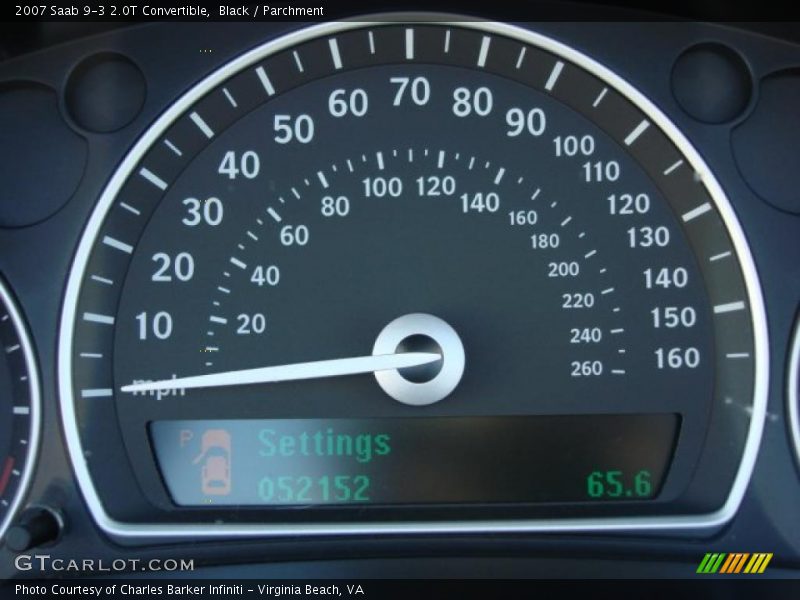 Black / Parchment 2007 Saab 9-3 2.0T Convertible