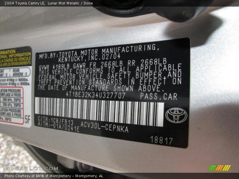 Lunar Mist Metallic / Stone 2004 Toyota Camry LE