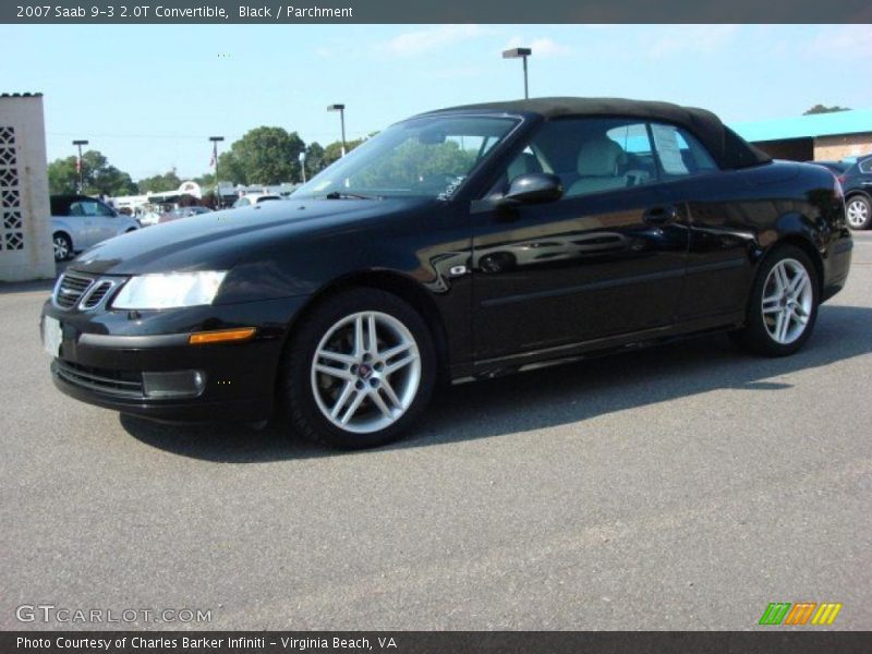 Black / Parchment 2007 Saab 9-3 2.0T Convertible