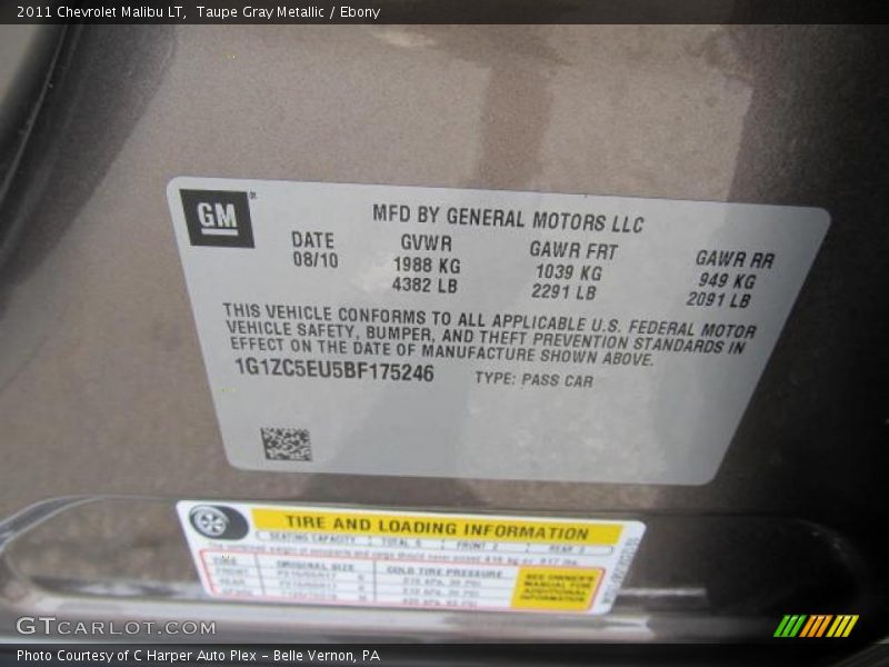 Info Tag of 2011 Malibu LT