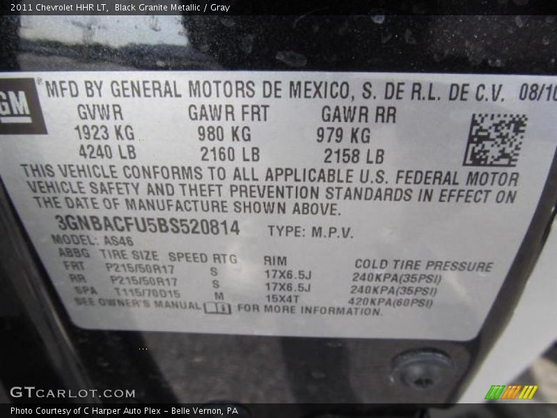 Black Granite Metallic / Gray 2011 Chevrolet HHR LT