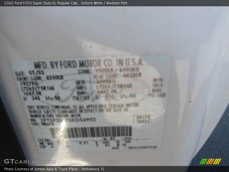 Oxford White / Medium Flint 2003 Ford F350 Super Duty XL Regular Cab