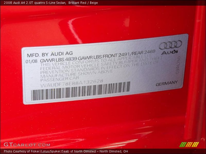 Brilliant Red / Beige 2008 Audi A4 2.0T quattro S-Line Sedan