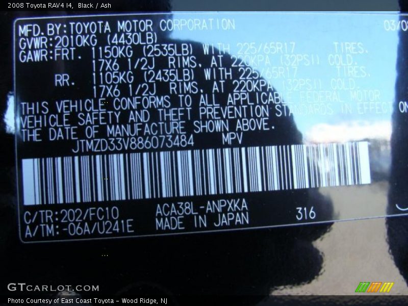 Black / Ash 2008 Toyota RAV4 I4