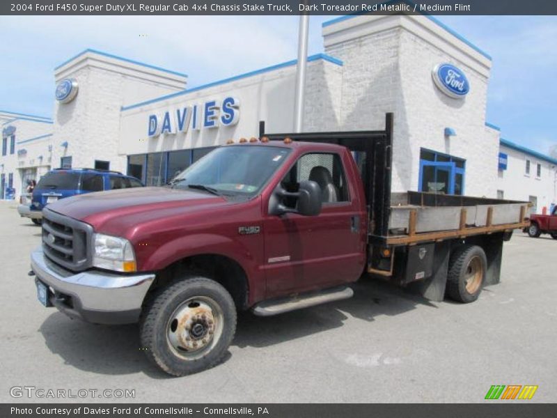 Dark Toreador Red Metallic / Medium Flint 2004 Ford F450 Super Duty XL Regular Cab 4x4 Chassis Stake Truck