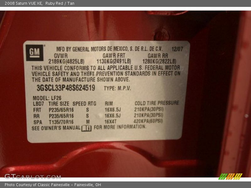 Ruby Red / Tan 2008 Saturn VUE XE