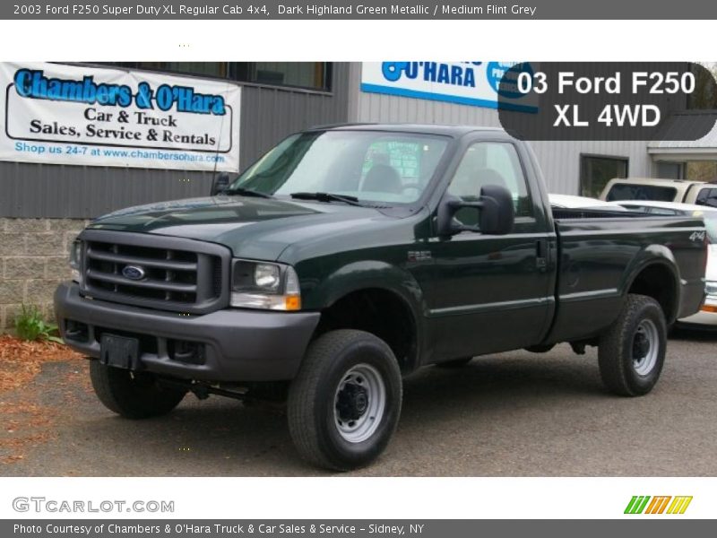 Dark Highland Green Metallic / Medium Flint Grey 2003 Ford F250 Super Duty XL Regular Cab 4x4