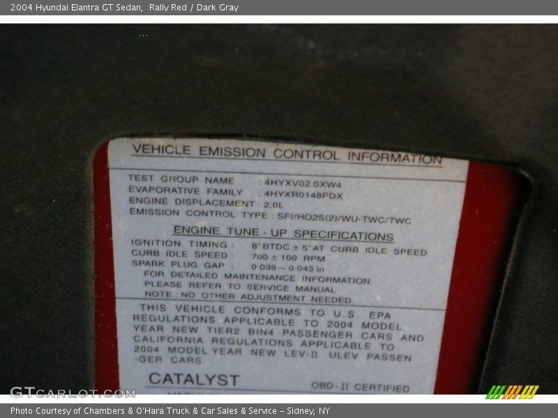 Rally Red / Dark Gray 2004 Hyundai Elantra GT Sedan