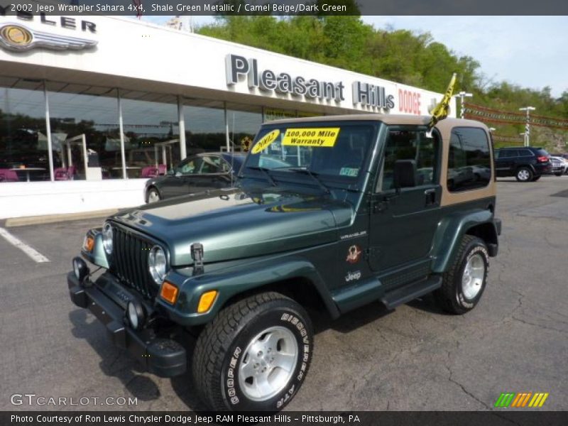 Shale Green Metallic / Camel Beige/Dark Green 2002 Jeep Wrangler Sahara 4x4