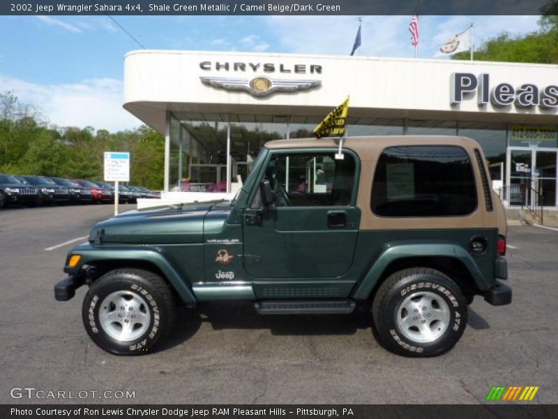 Shale Green Metallic / Camel Beige/Dark Green 2002 Jeep Wrangler Sahara 4x4