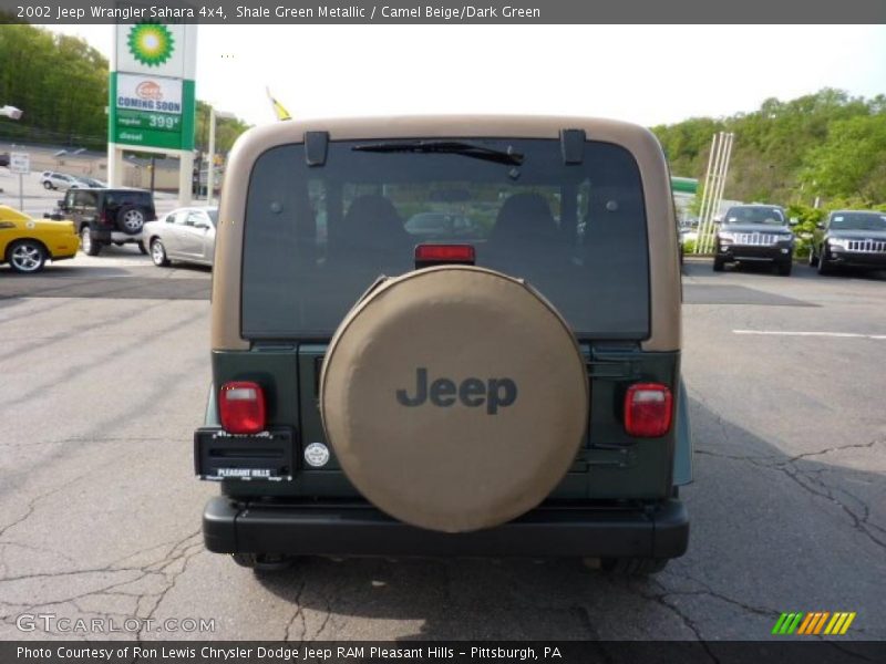Shale Green Metallic / Camel Beige/Dark Green 2002 Jeep Wrangler Sahara 4x4