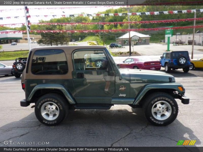 Shale Green Metallic / Camel Beige/Dark Green 2002 Jeep Wrangler Sahara 4x4