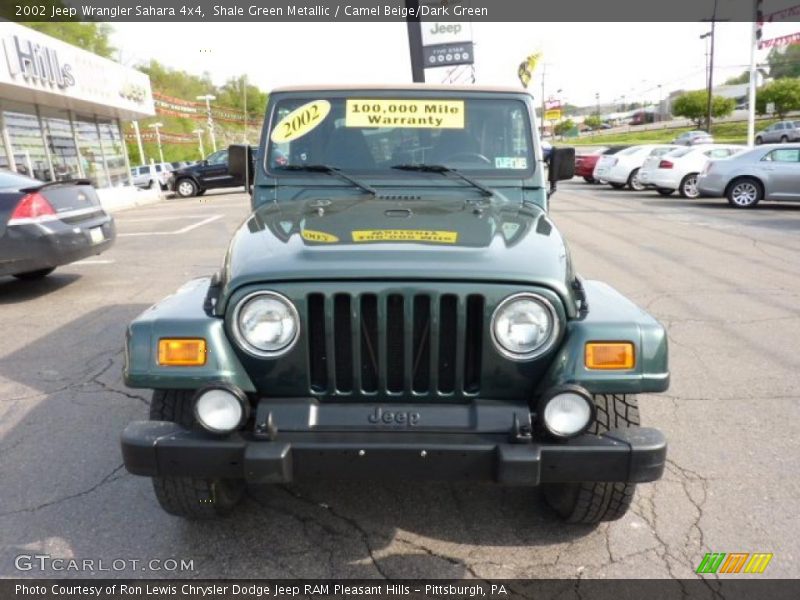 Shale Green Metallic / Camel Beige/Dark Green 2002 Jeep Wrangler Sahara 4x4