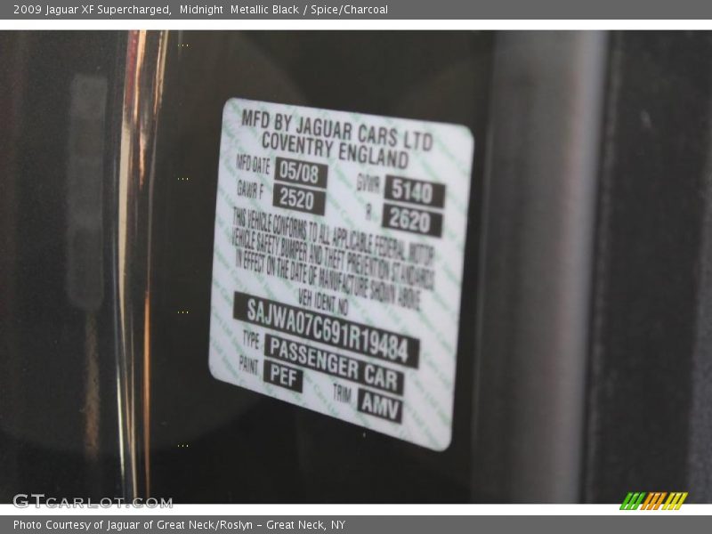 2009 XF Supercharged Midnight  Metallic Black Color Code PEF