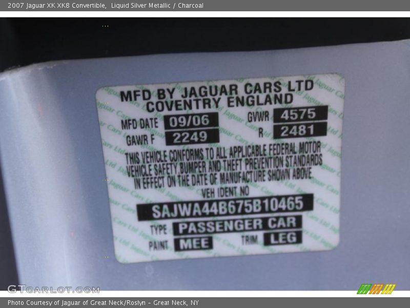 Liquid Silver Metallic / Charcoal 2007 Jaguar XK XK8 Convertible
