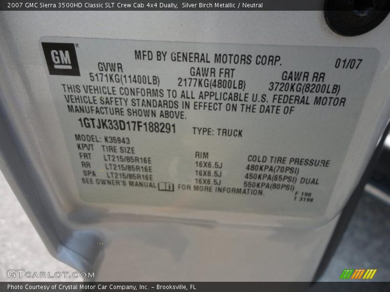 Silver Birch Metallic / Neutral 2007 GMC Sierra 3500HD Classic SLT Crew Cab 4x4 Dually