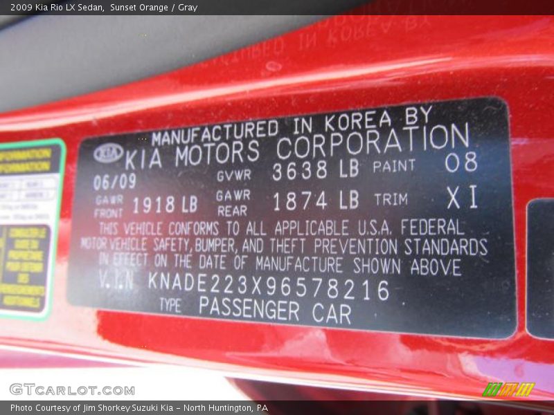 Sunset Orange / Gray 2009 Kia Rio LX Sedan