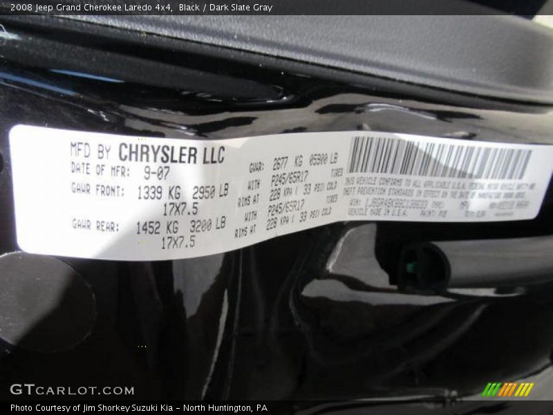 Black / Dark Slate Gray 2008 Jeep Grand Cherokee Laredo 4x4