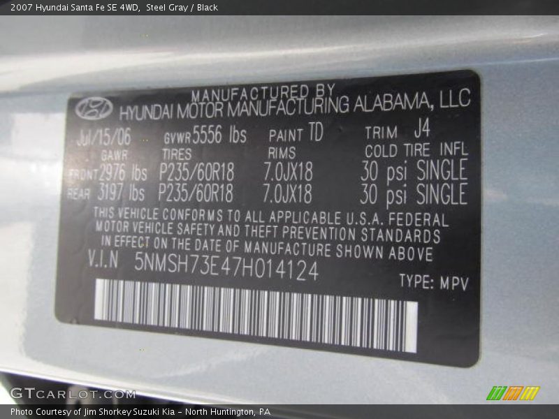 Steel Gray / Black 2007 Hyundai Santa Fe SE 4WD